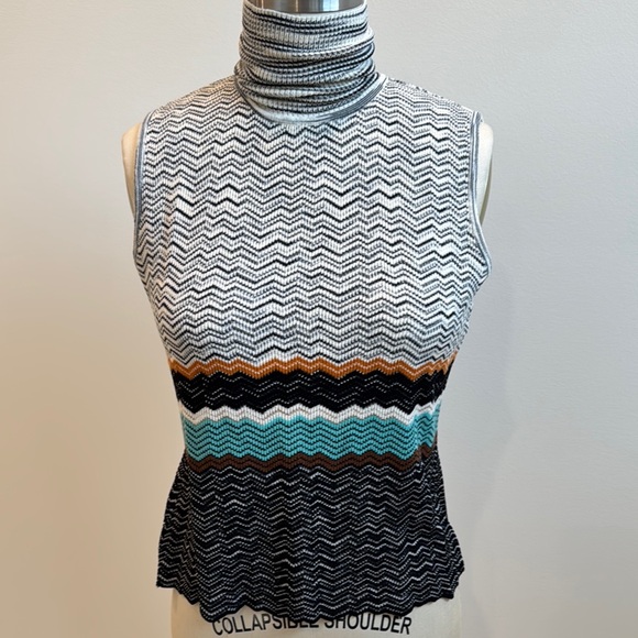 Missoni Tops - Missoni Strip Sleeveless Turtleneck Knit Top